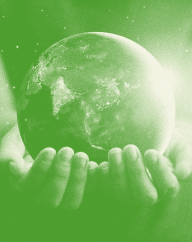 Hands holding the Earth representing Dalkia’s commitment to the planet as energetic services company